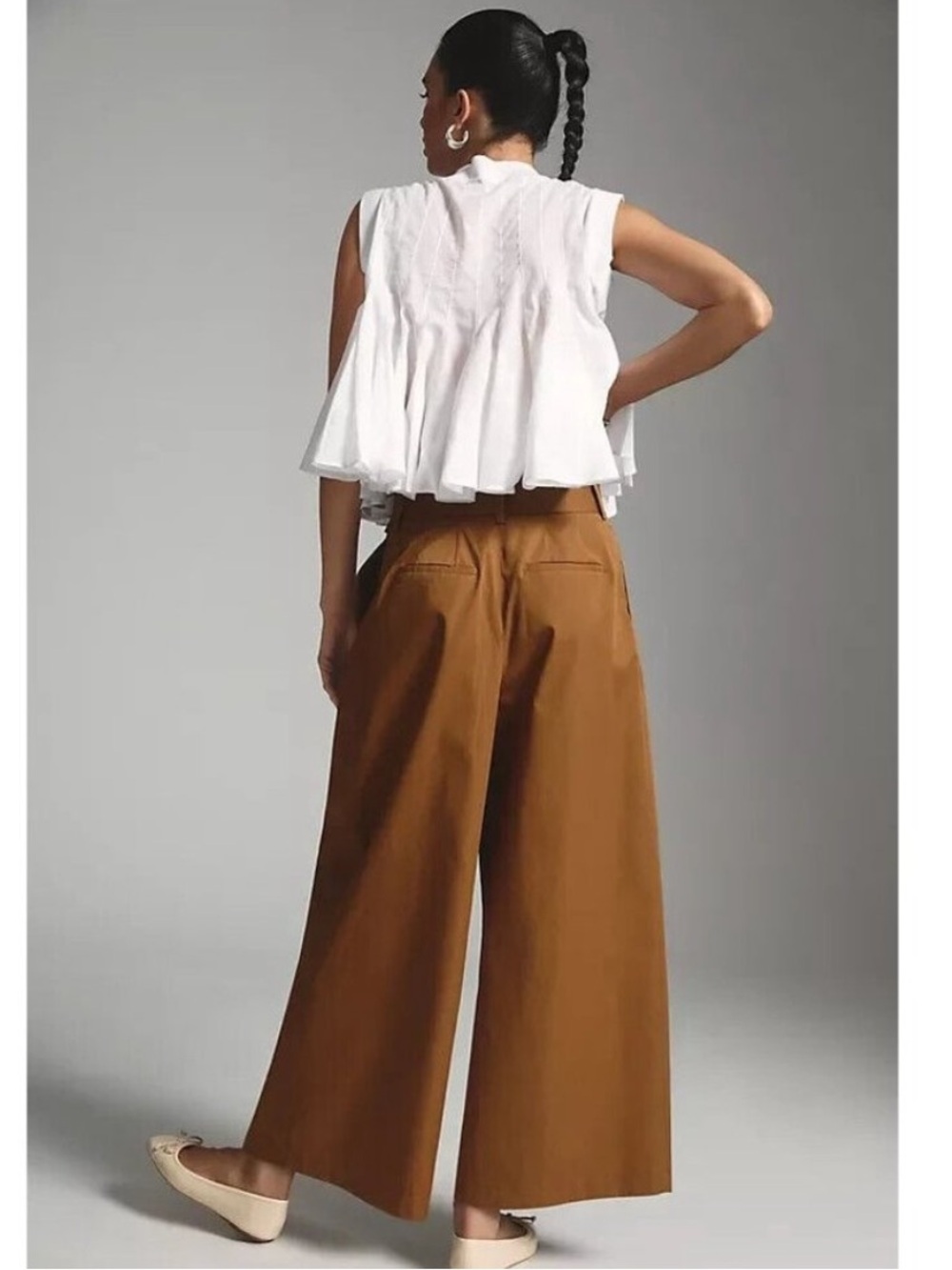 Anthropologie Exquise Pants Pleated Tie-Front Trousers in Copper Size Small - Picture 9 of 12